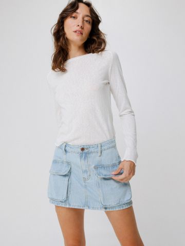 חצאית מיני ג'ינס קרגו של TERMINAL X