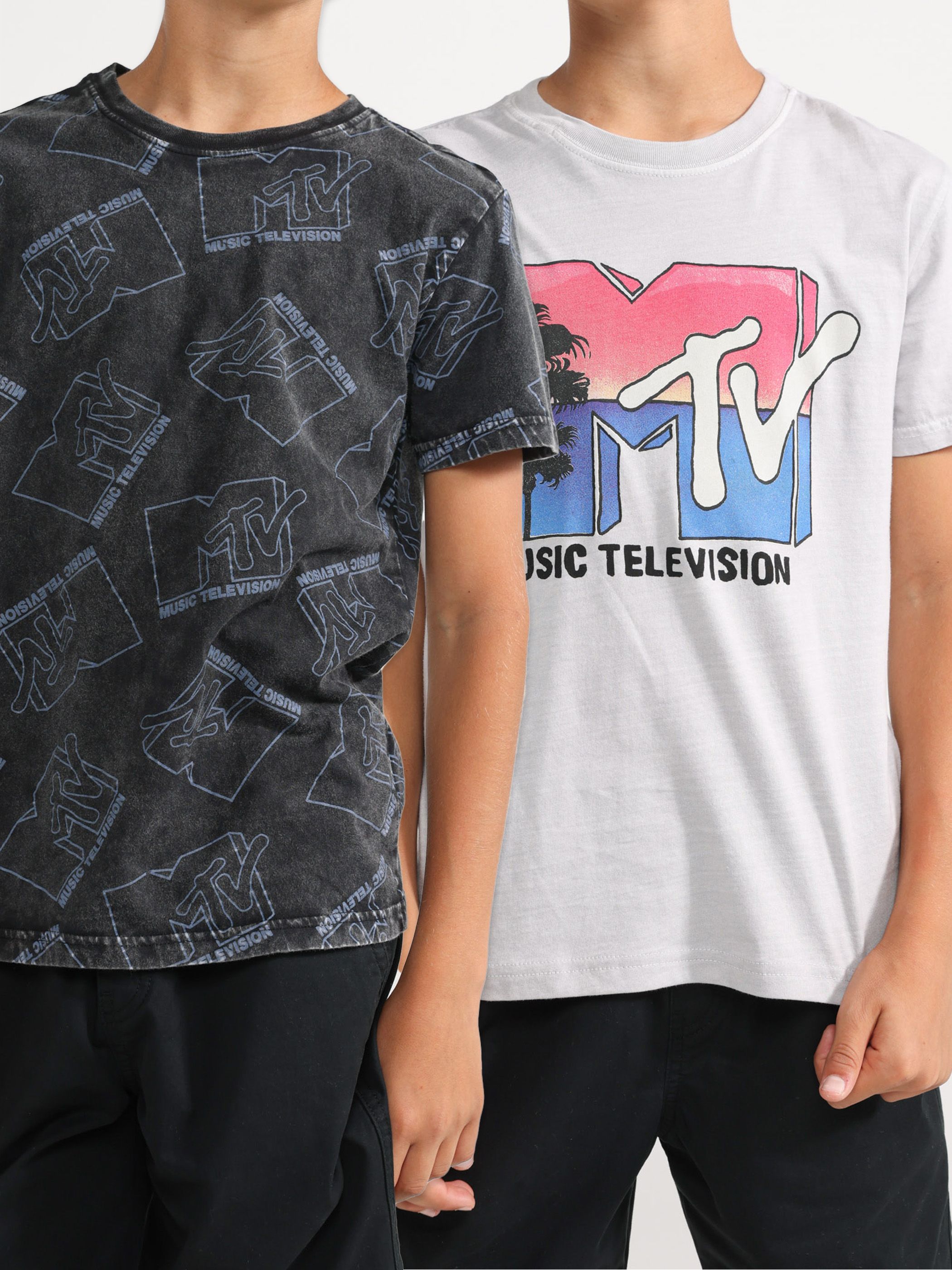 Predictor ignore explain אפור כהה - מארז 2 חולצות MTV - FOX - TERMINAL X