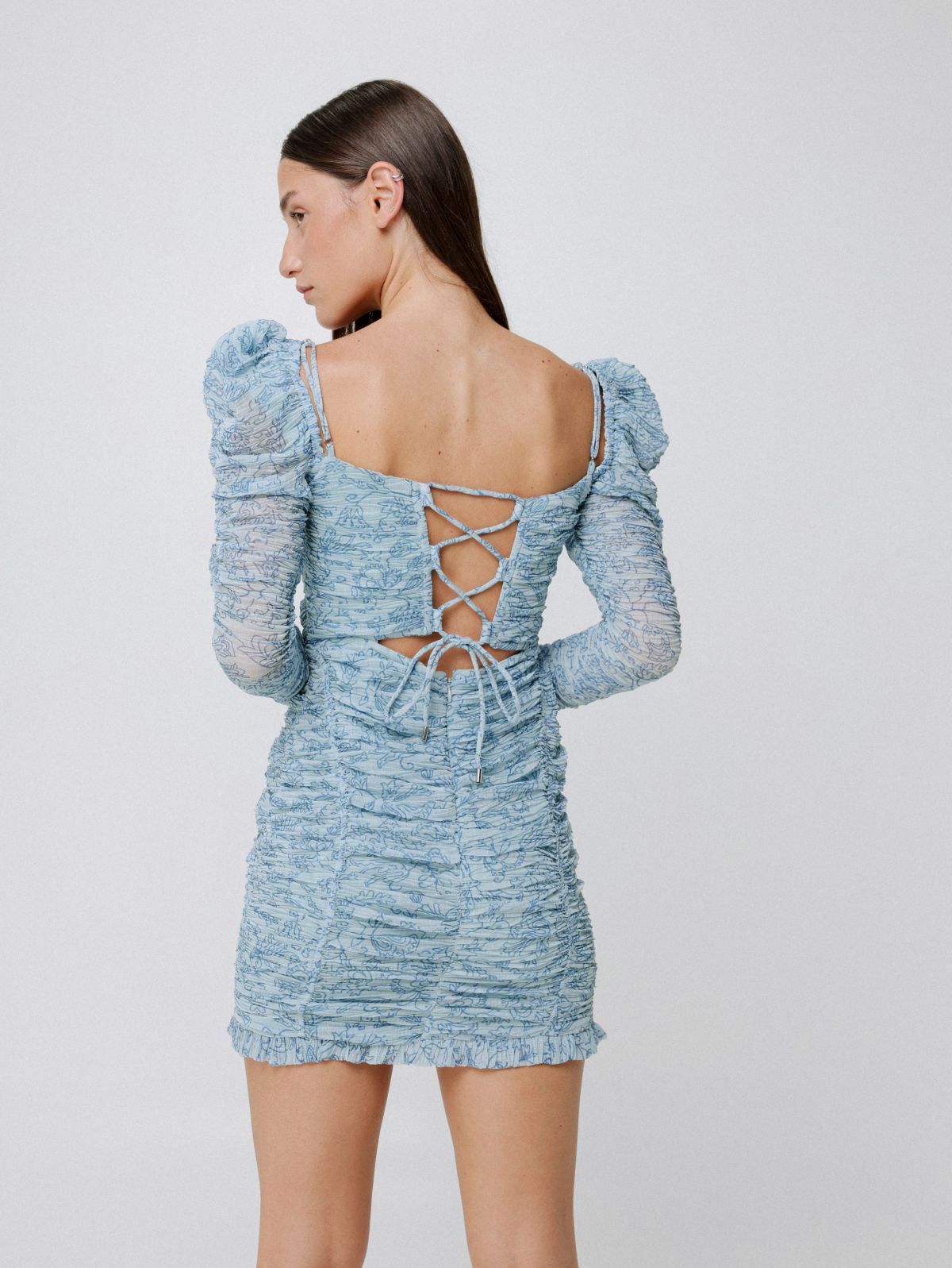  שמלת מיני כיווצים בהדפס של SABINA MUSAYEV