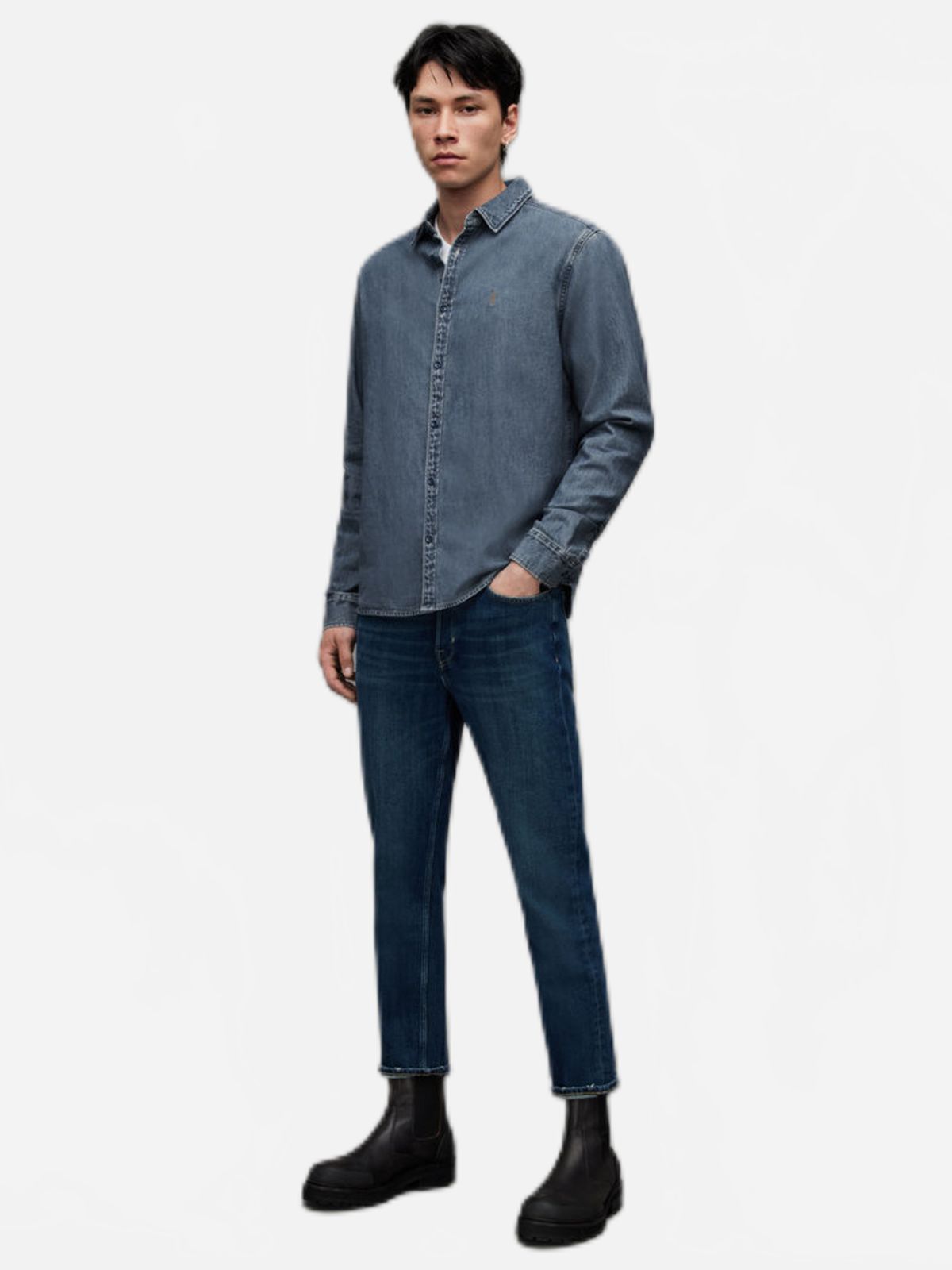  חולצה מכופתרת ג'ינס עם לוגו של ALL SAINTS