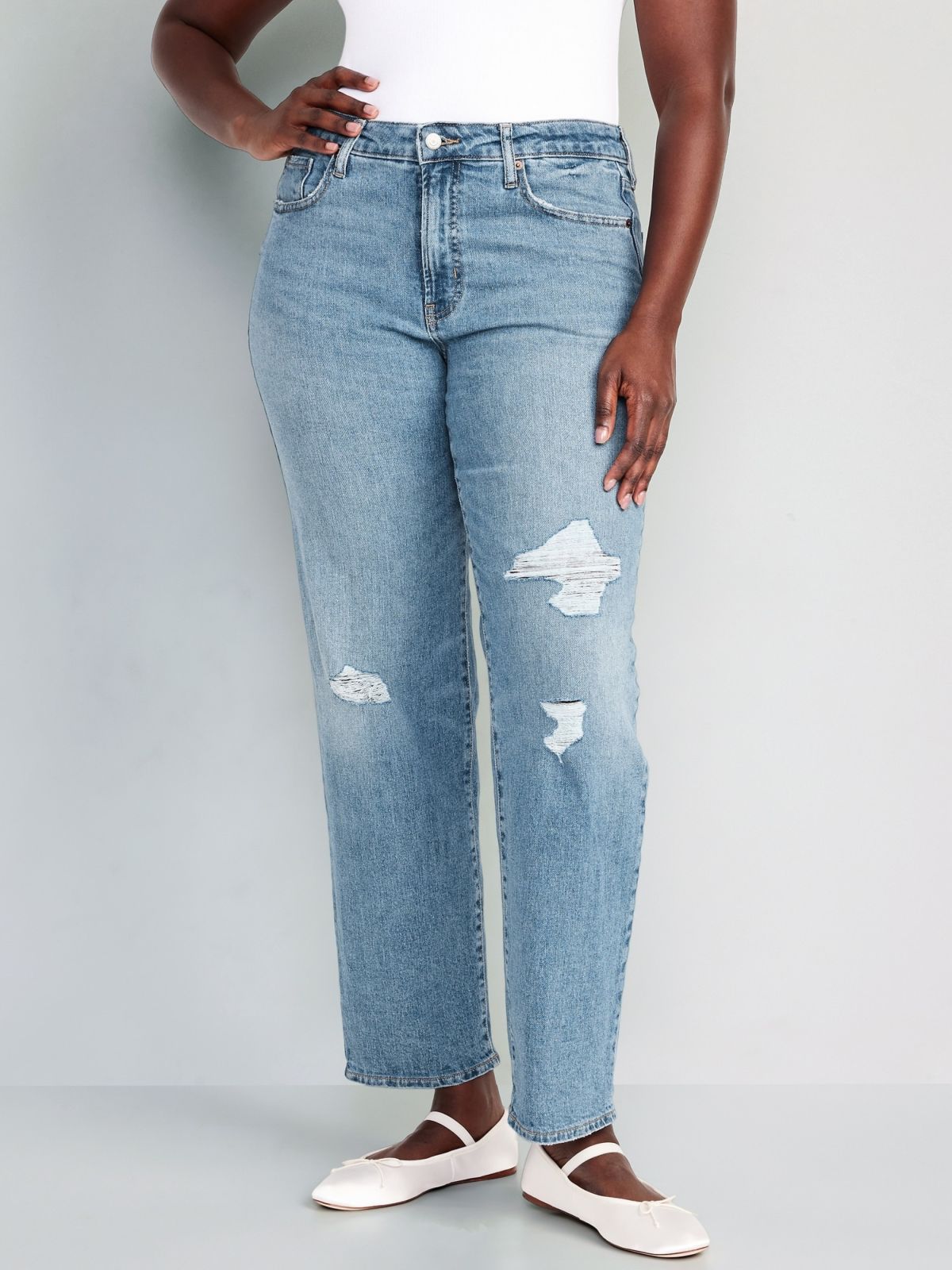  ג'ינס בגזרה ישרה עם קרעים של OLD NAVY