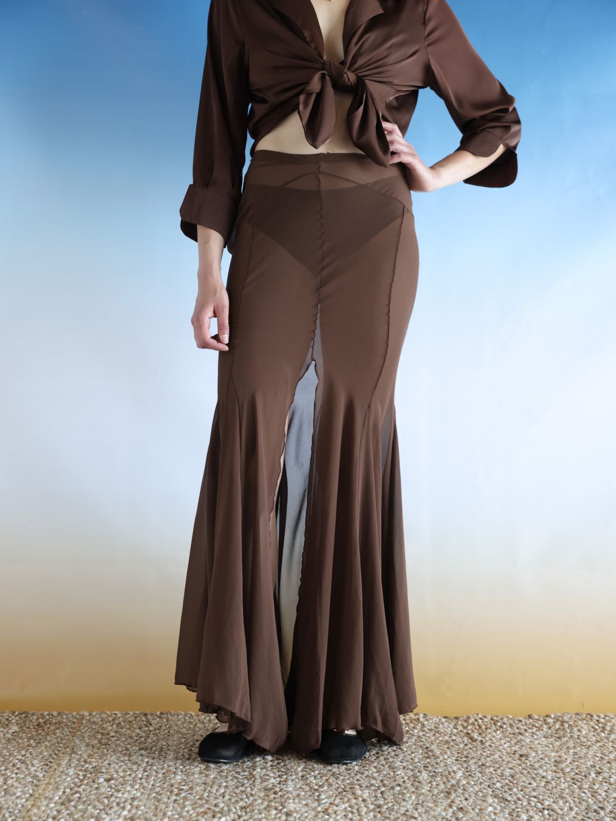  חצאית מקסי שיפון שקפקפה / Elle Sasson של TX COLLAB