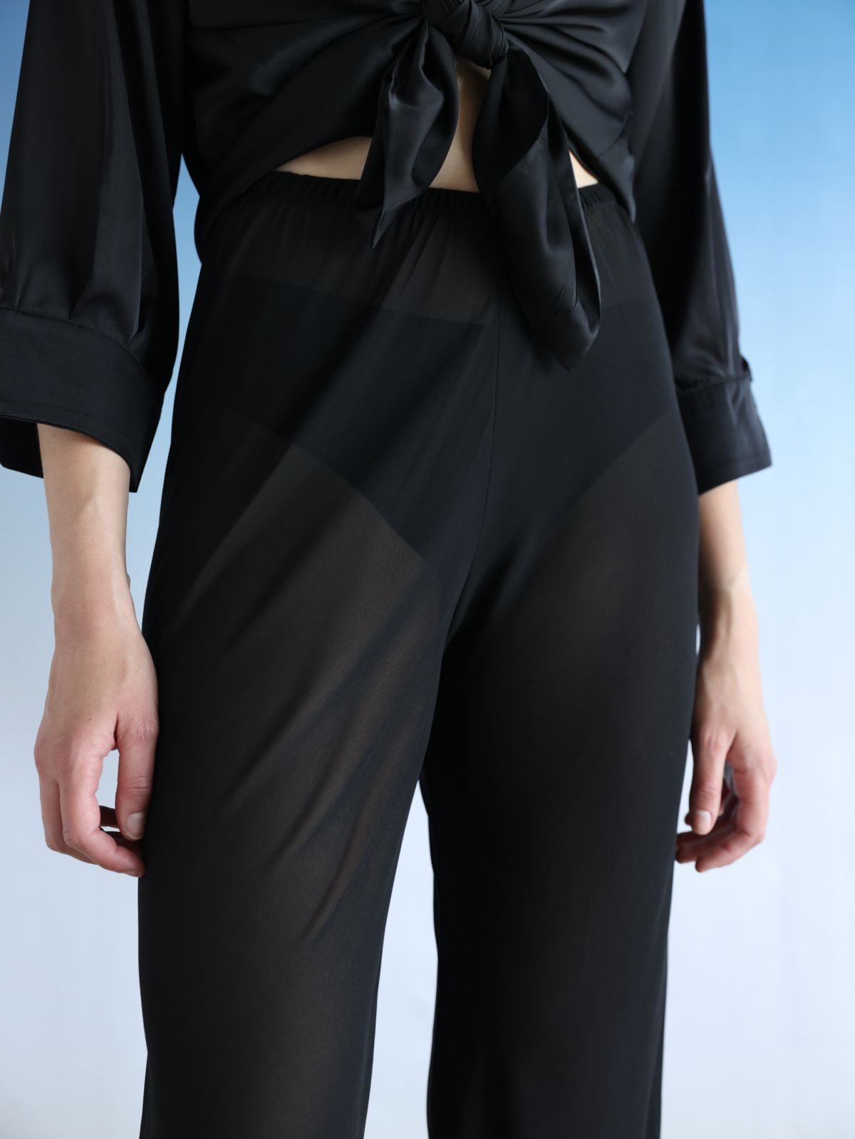  מכנסי שיפון בגזרה ישרה / Elle Sasson של TX COLLAB