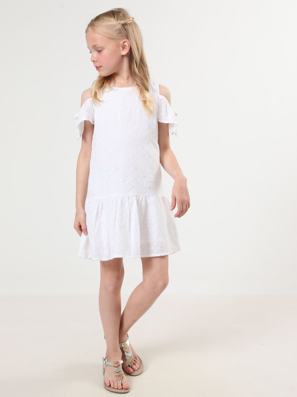  שמלת רקמת פרחים קולד שולדרס עם סיומת פפלום של TERMINAL X KIDS