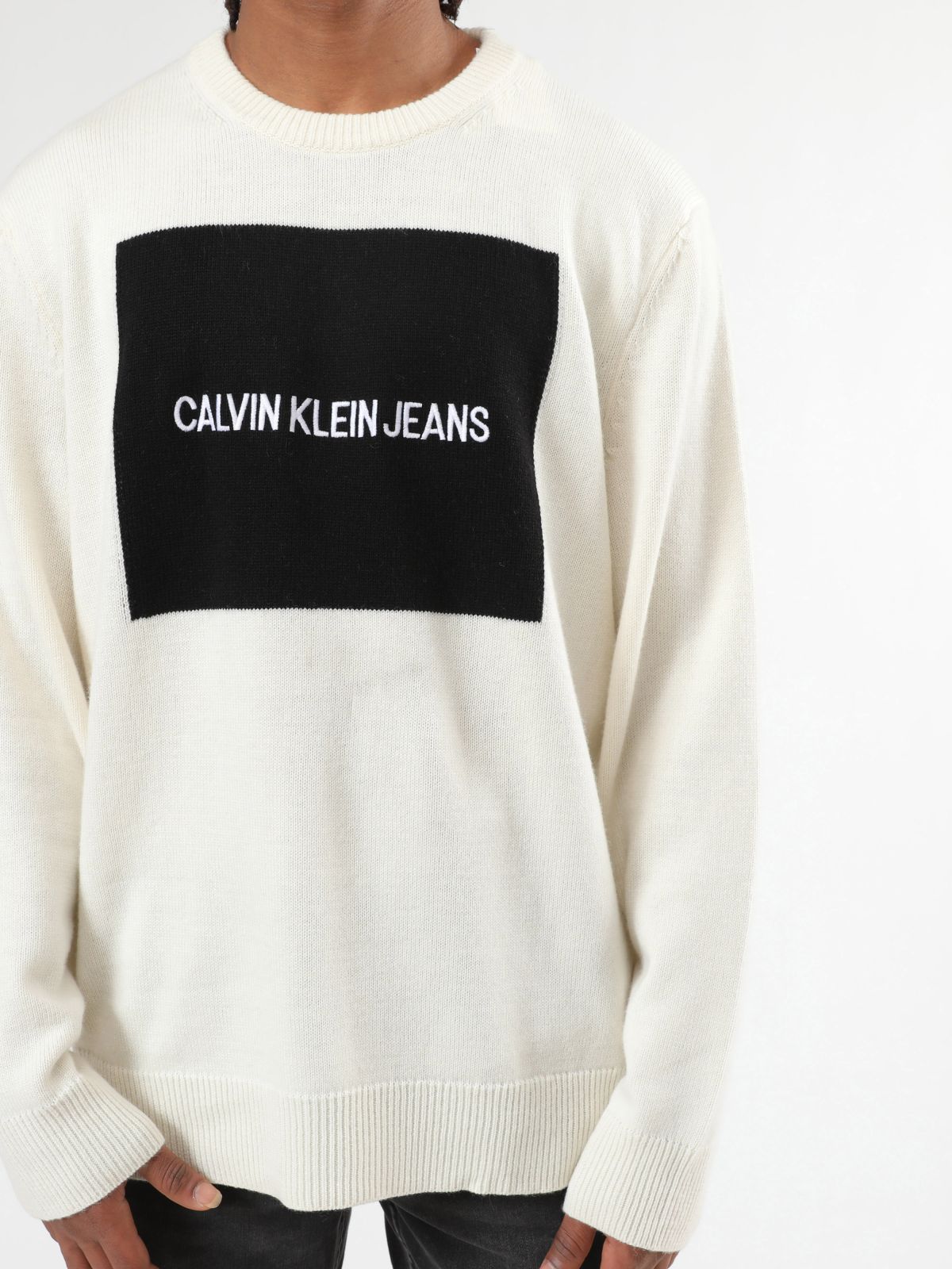  סוודר לוגו בוקס בשילוב צמר של CALVIN KLEIN