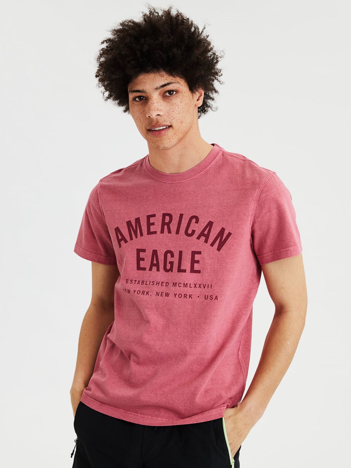  טי שירט ווש עם לוגו של AMERICAN EAGLE