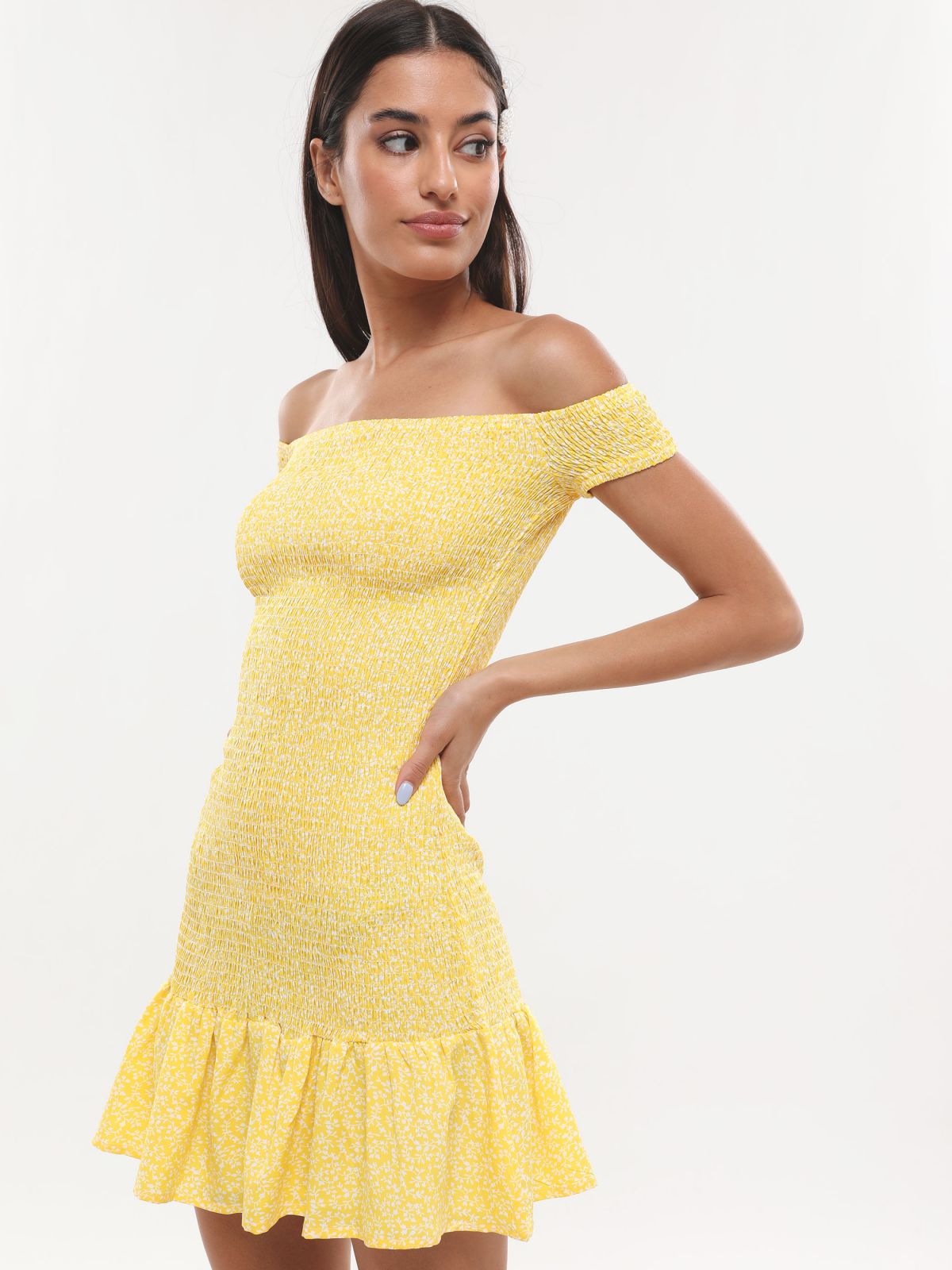  שמלת מיני אוף שולדרס עם סיומת פפלום של TERMINAL X