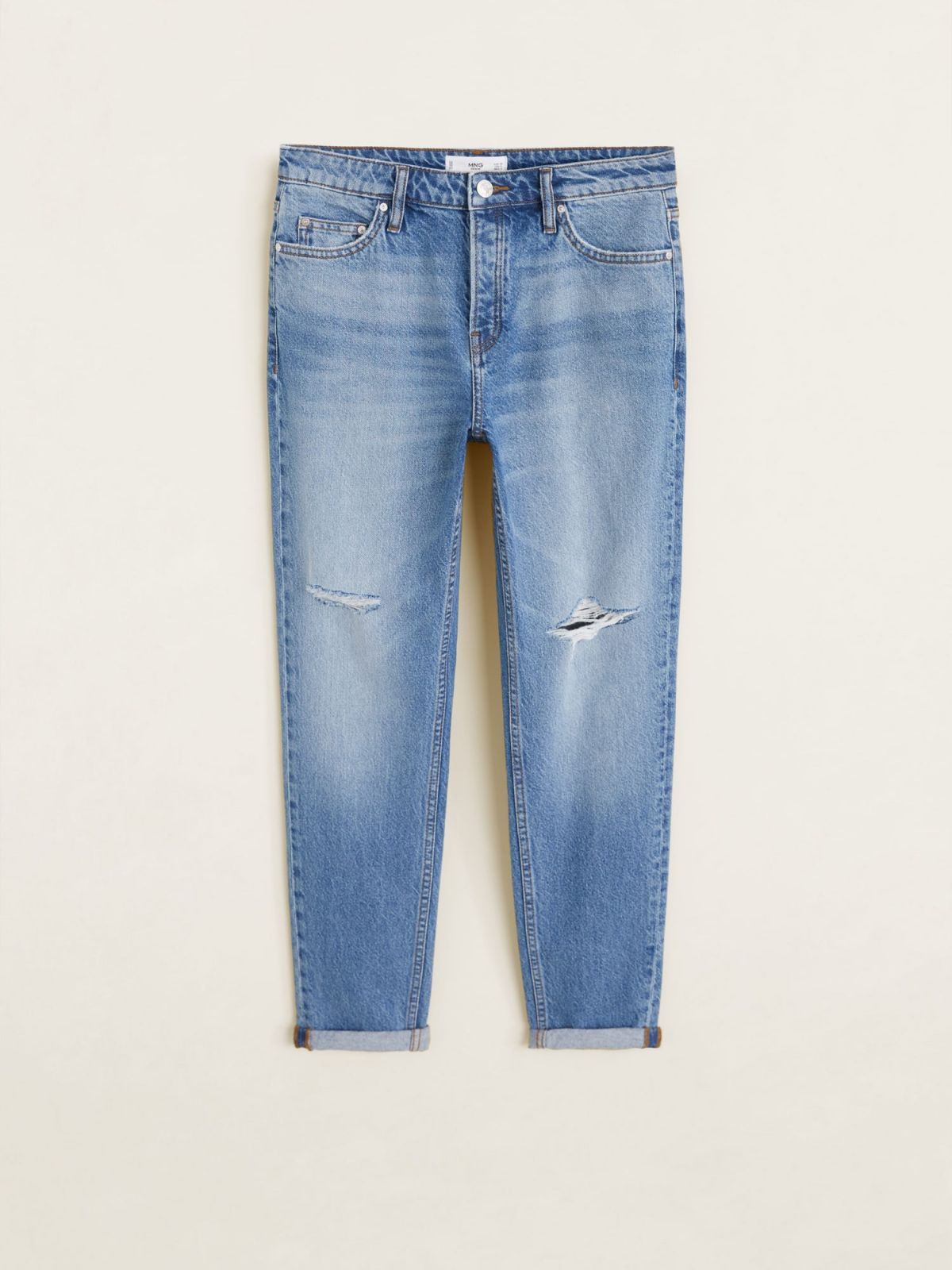  ג'ינס בגזרה ישרה עם קרעים של MANGO