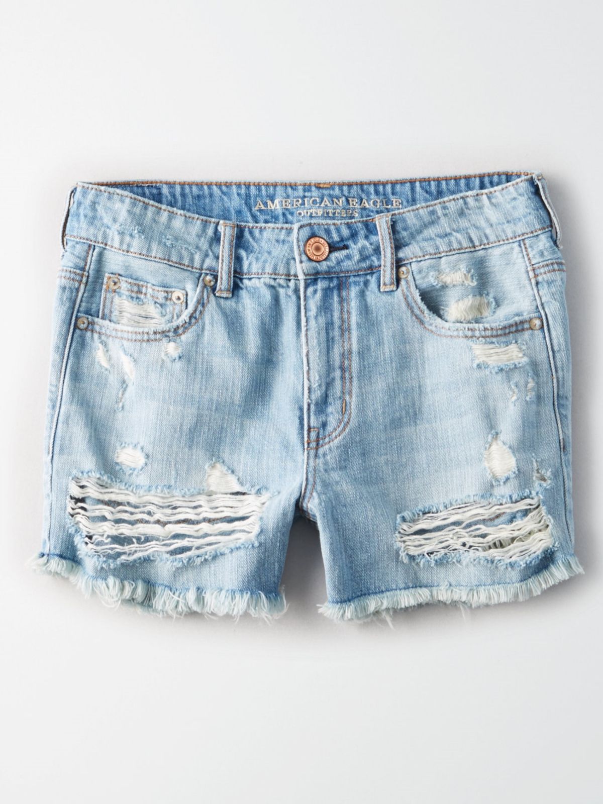  ג'ינס קצר בשטיפה בהירה עם קרעים של AMERICAN EAGLE