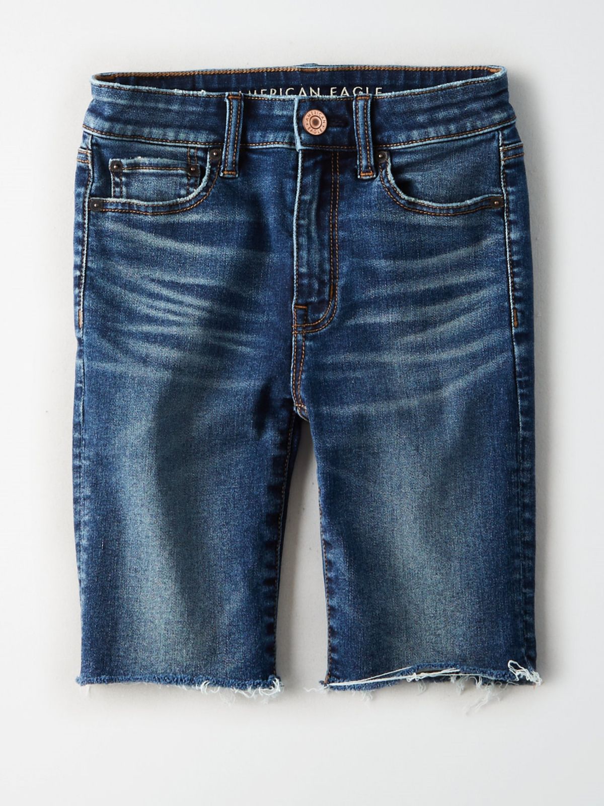  ג'ינס ברמודה בגזרה גבוהה עם שפשופים של AMERICAN EAGLE