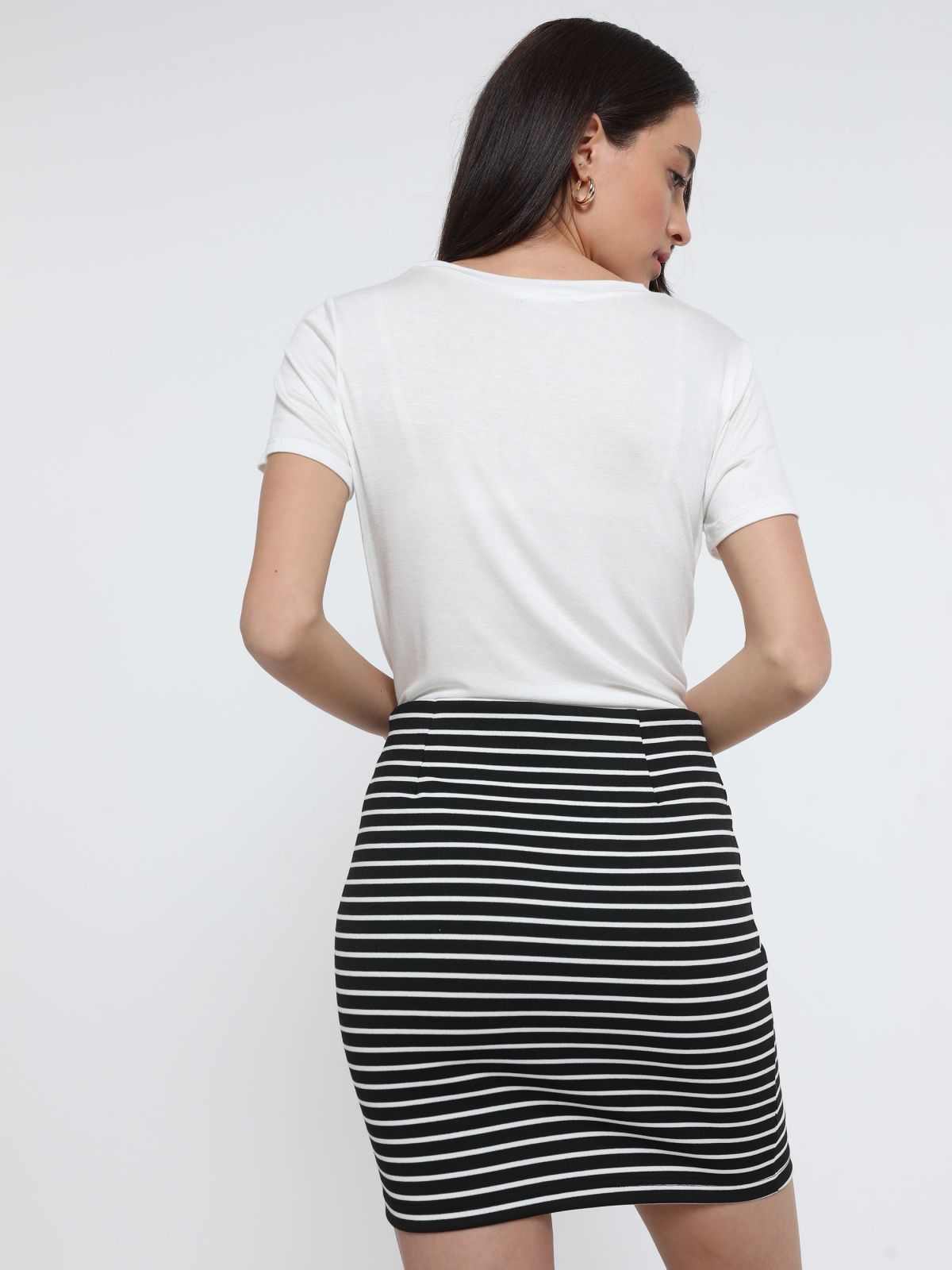  חצאית מיני בהדפס פסים של TERMINAL X