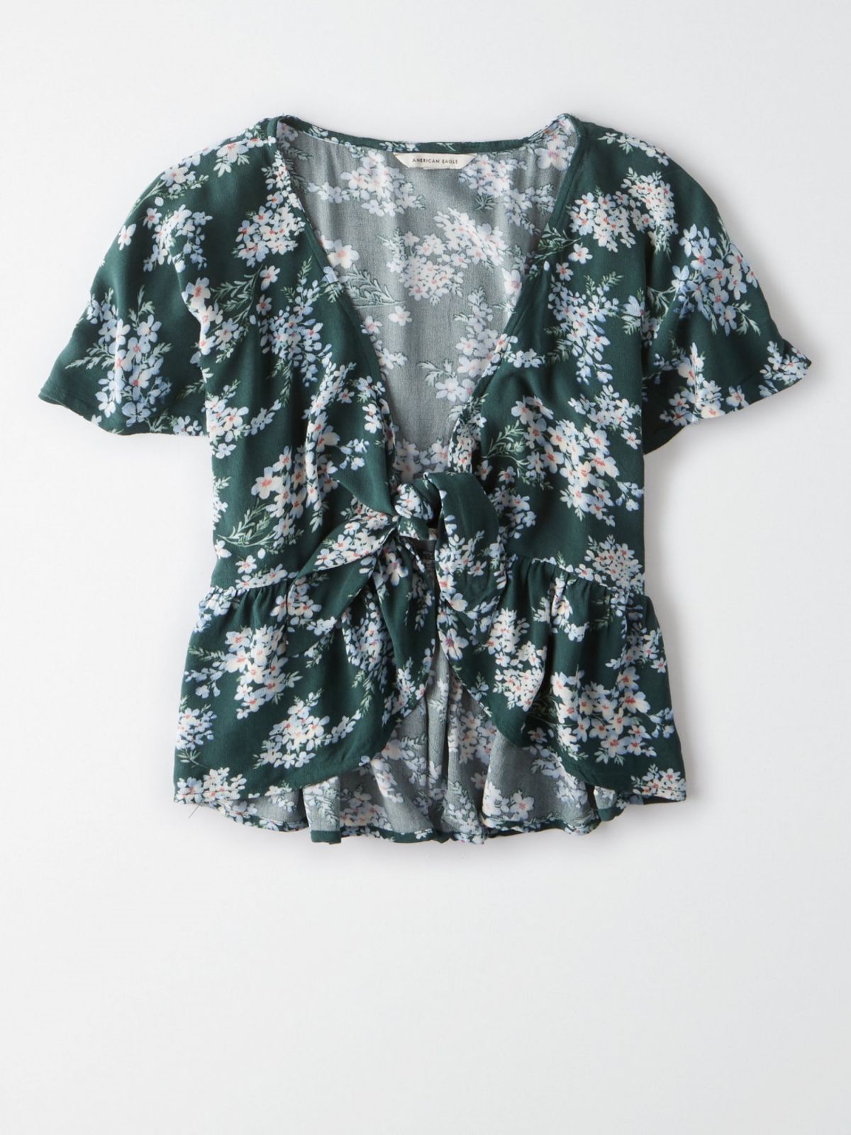  חולצת פפלום עם קשירה בהדפס פרחים / נשים של AMERICAN EAGLE