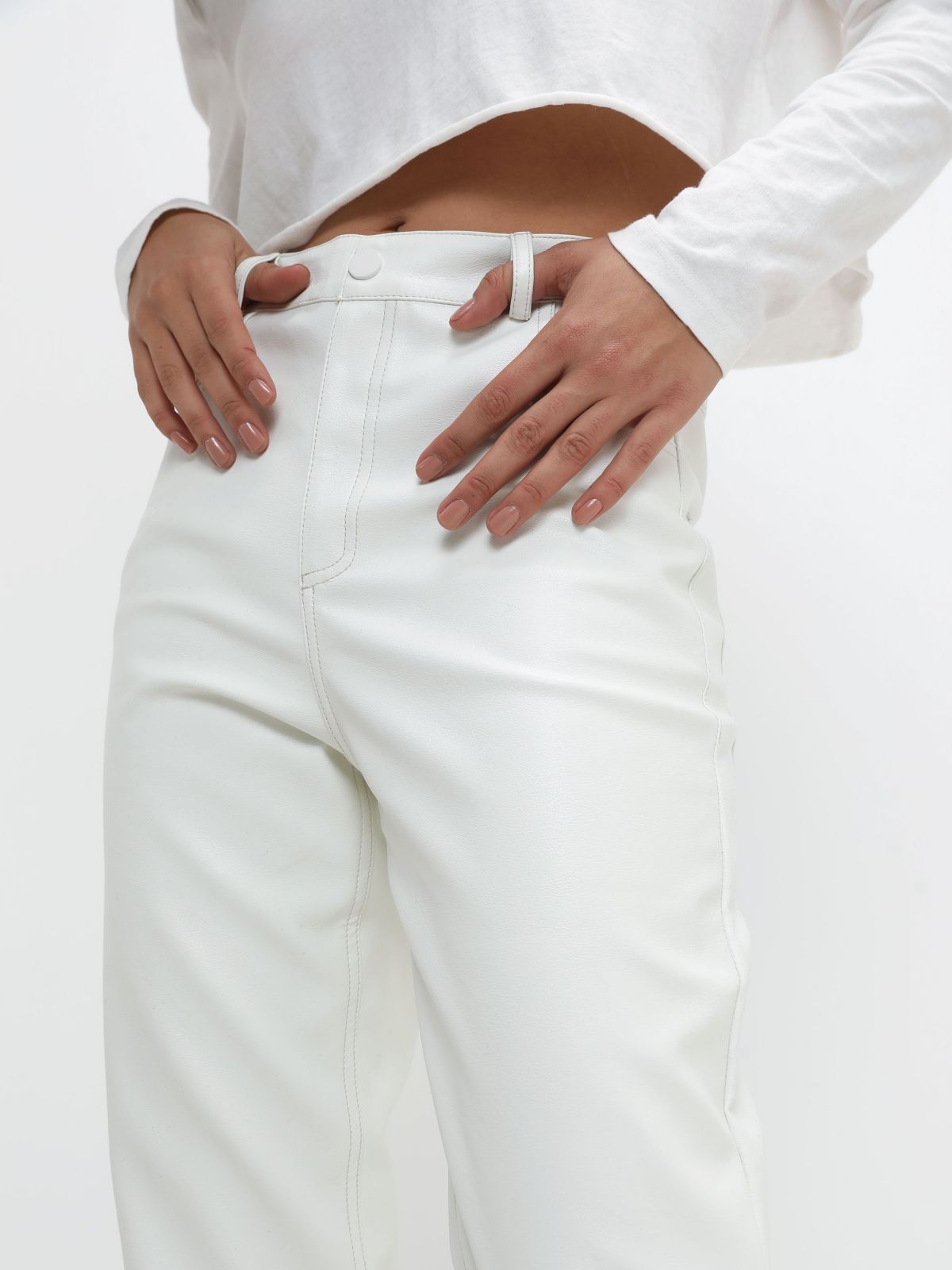  מכנסיים דמוי עור בגזרה רחבה של TERMINAL X