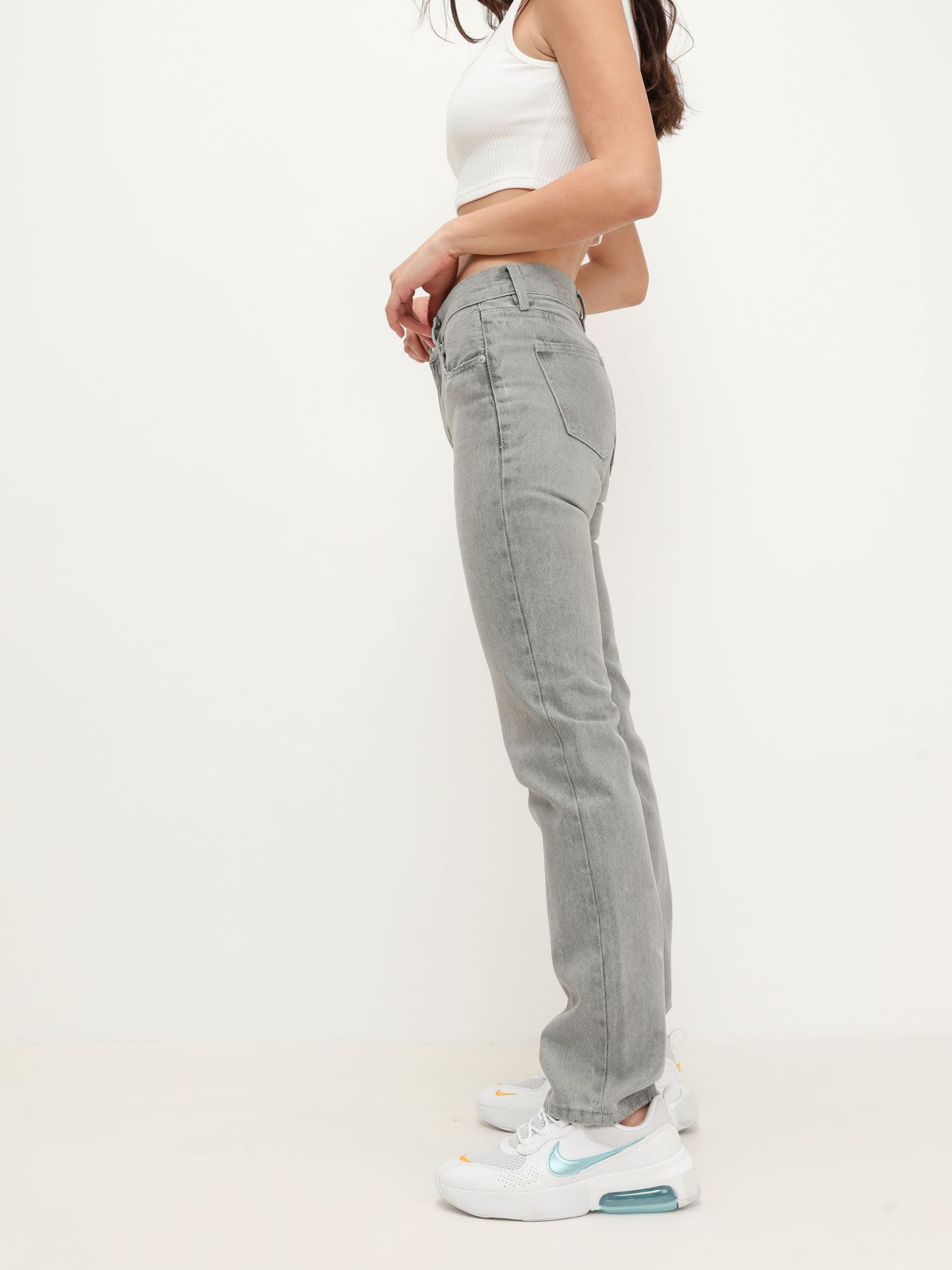  ג'ינס אפור בשטיפה בהירה גזרה ישרה של TERMINAL X