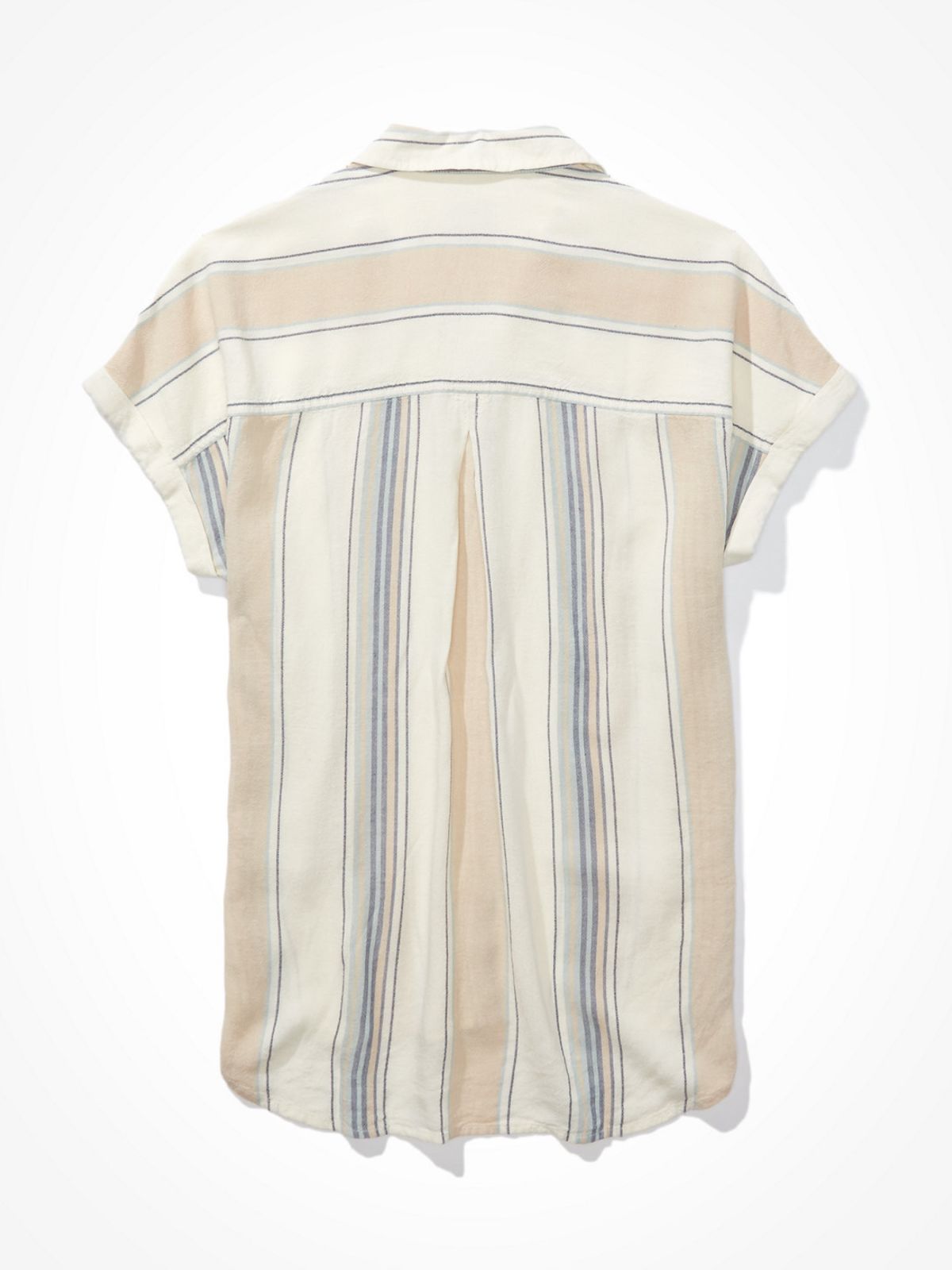  חולצת פשתן מכופתרת בהדפס פסים עם כיס / נשים של AMERICAN EAGLE