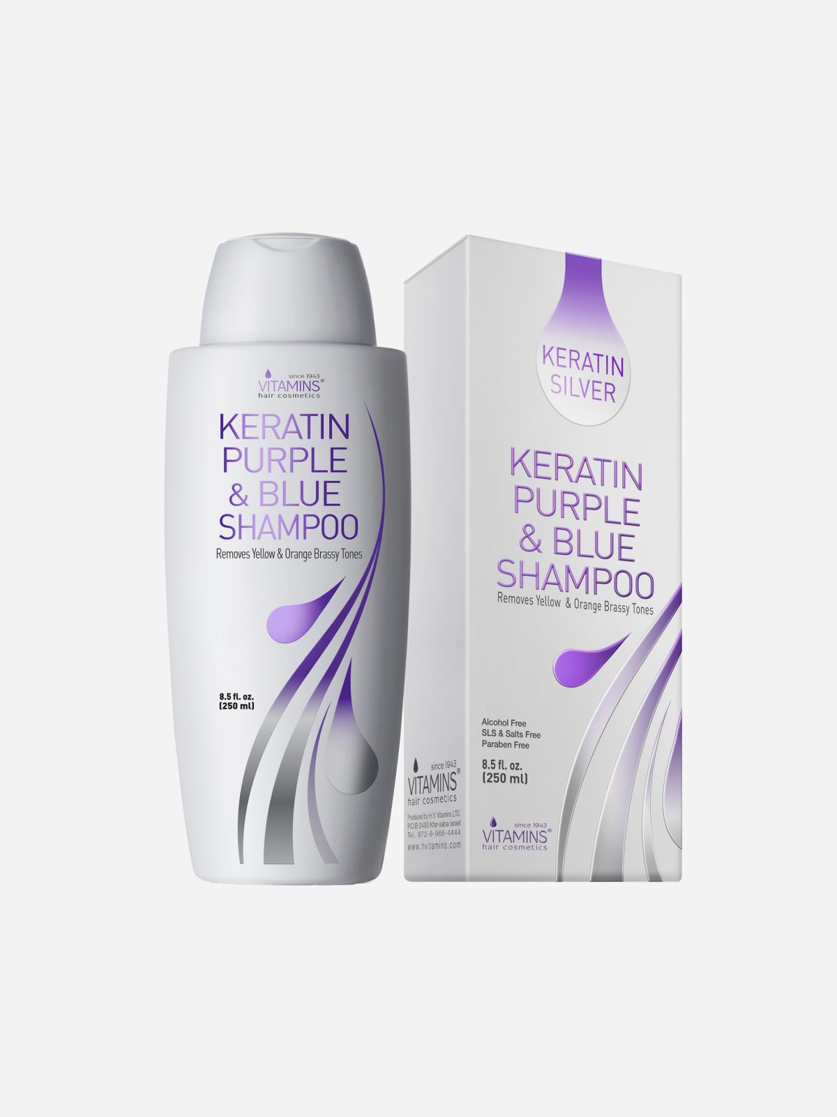  שמפו קרטין סילבר  Keratin Purple & Blue Shampoo של VITAMINS