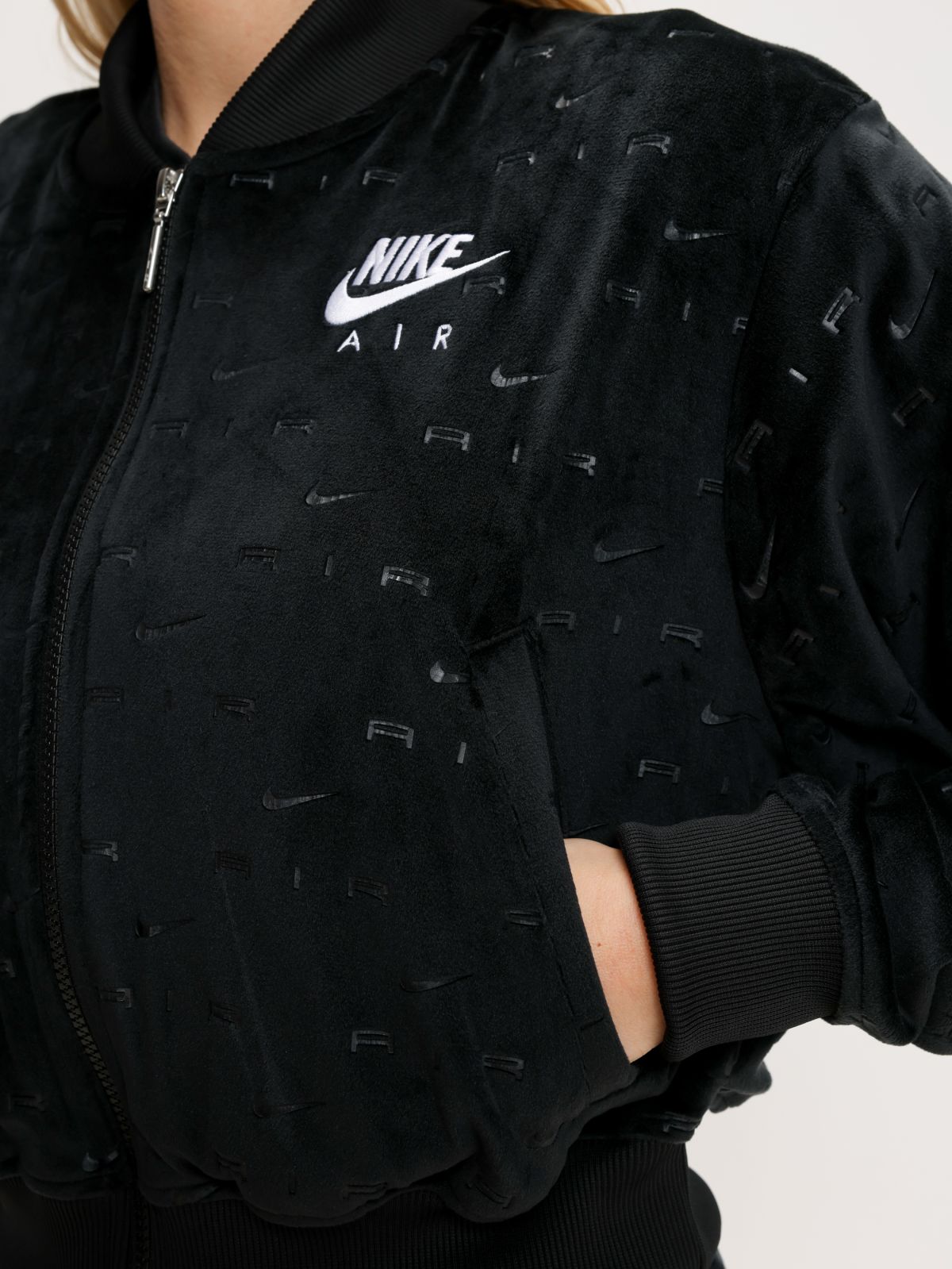  ג'קט קטיפה בהדפס לוגו Nike Air של NIKE