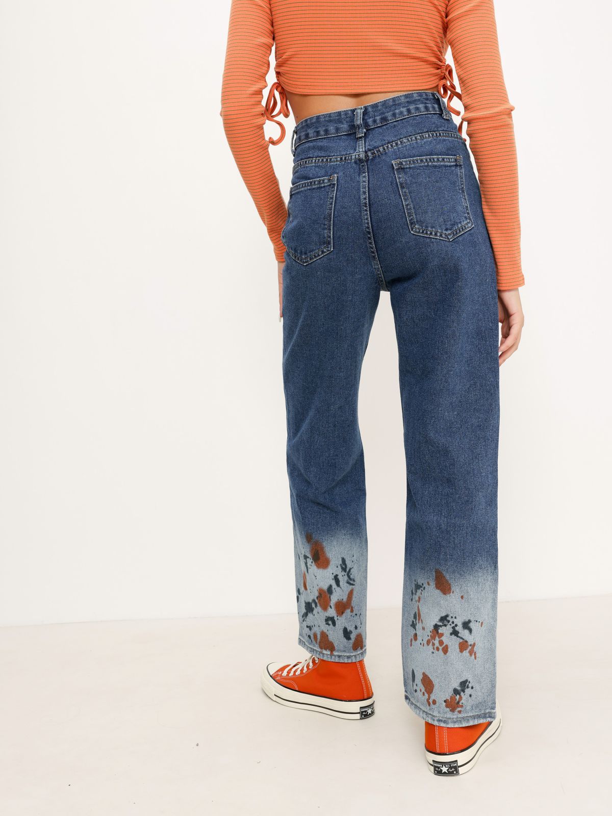  ג'ינס באגי עם סיומת צבעונית של QUESTION MARK