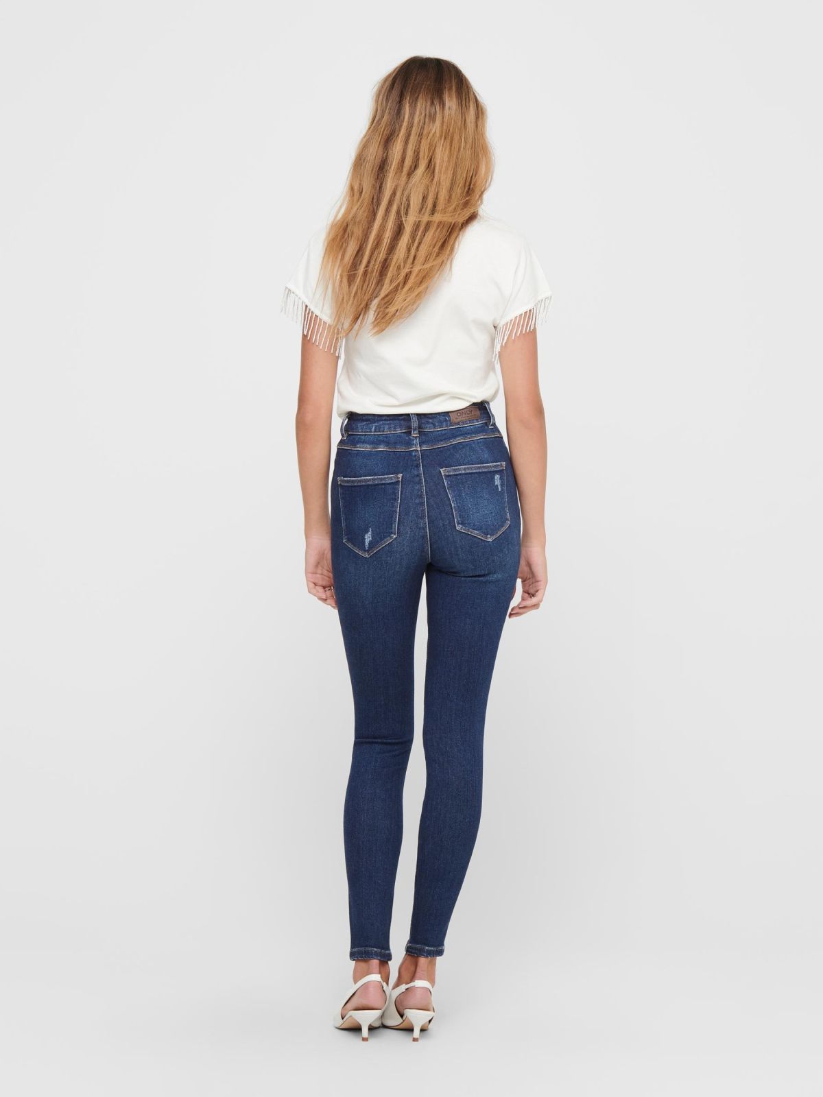  ג'ינס בגזרה גבוהה עם קרעים של ONLY