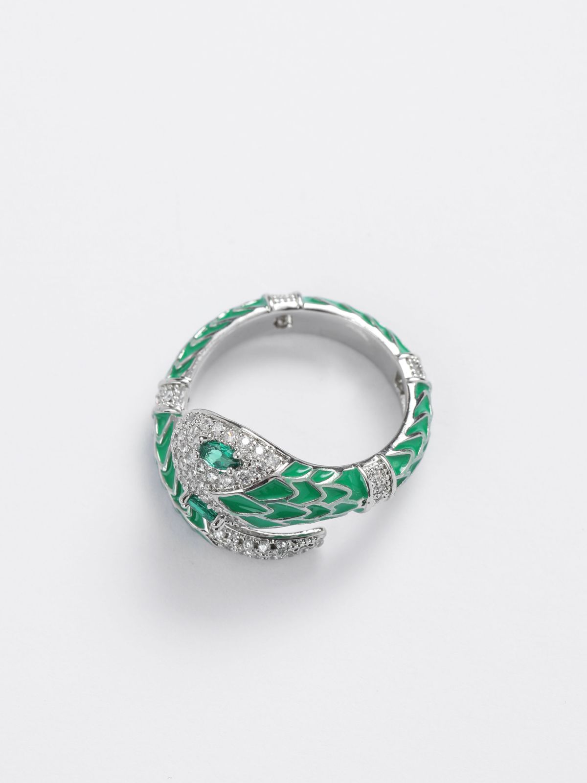  טבעת בעיצוב נחש עם זרקונים / נשים של TERMINAL X