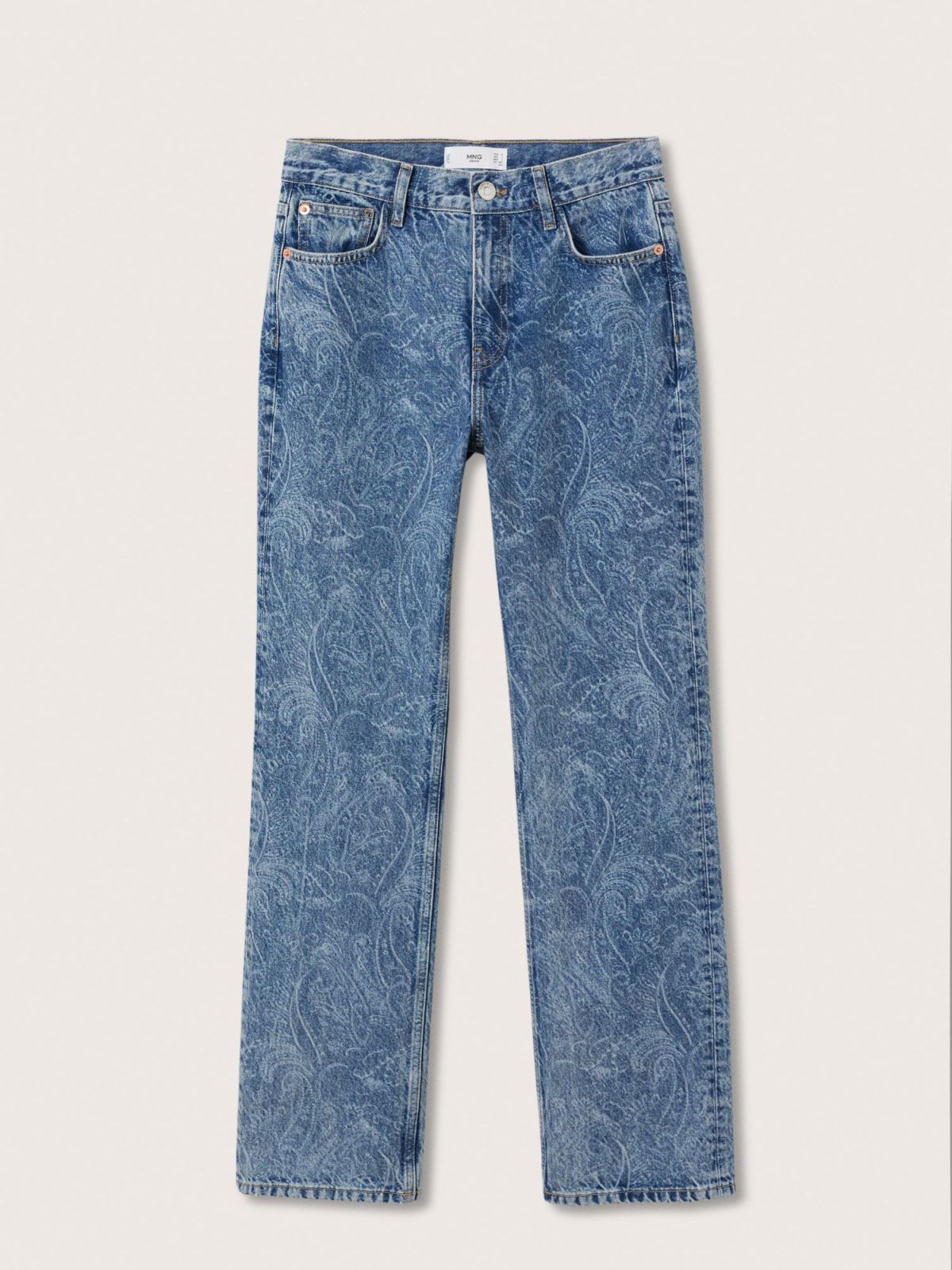  ג'ינס בגזרה ישרה בהדפס פייזלי של MANGO