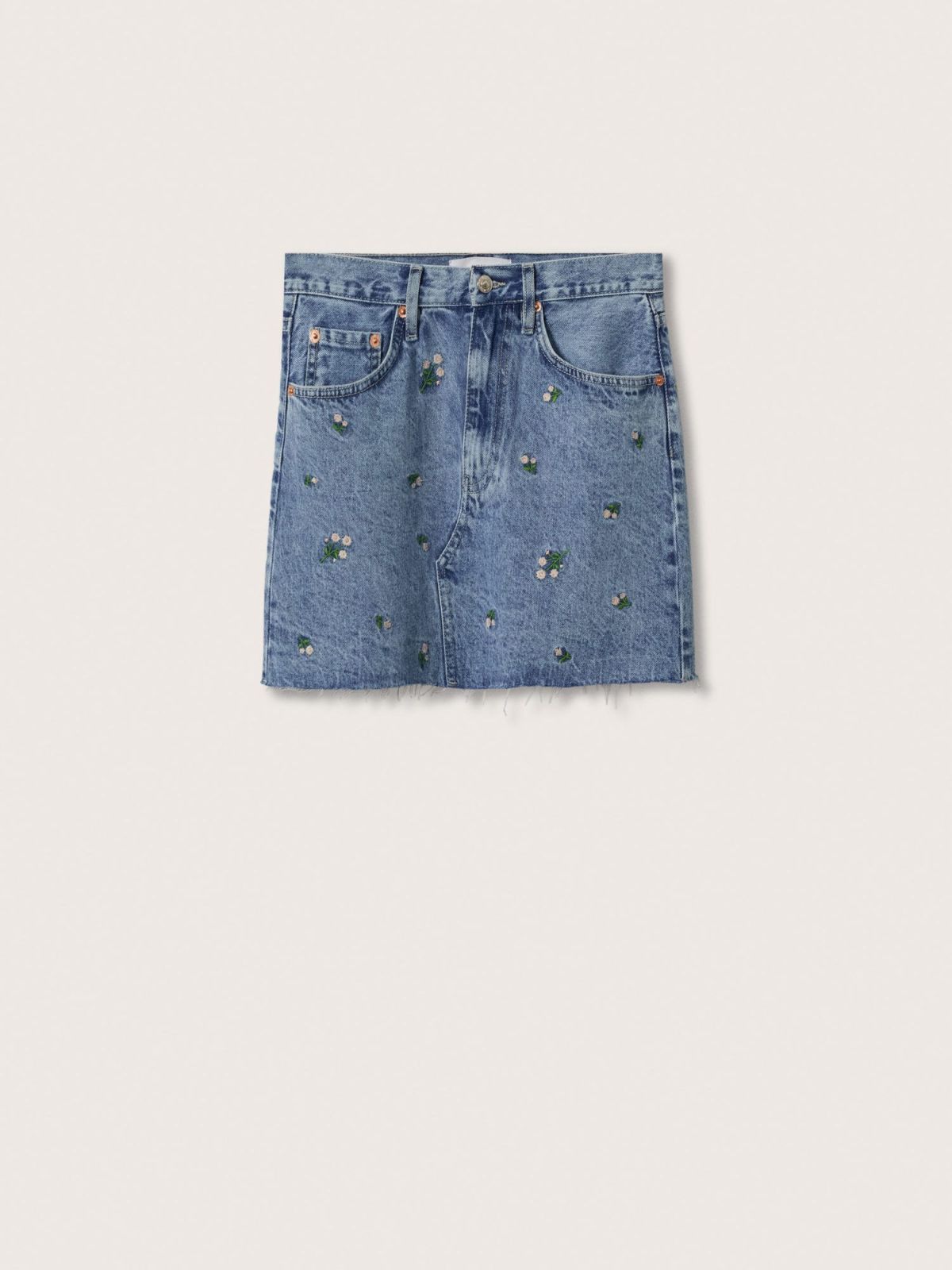  חצאית ג'ינס עם רקמת פרחים של MANGO