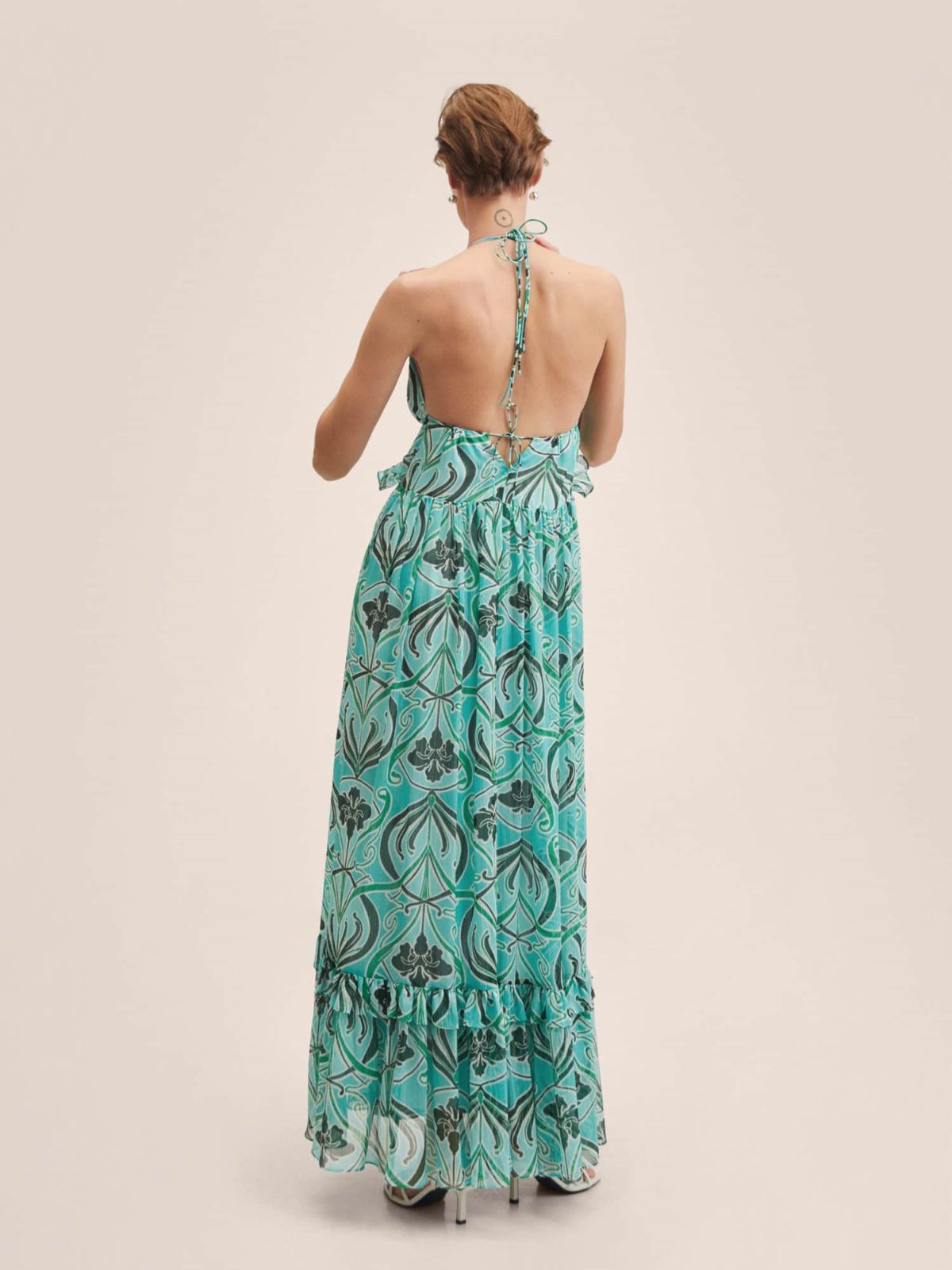  שמלת מקסי קולר בהדפס של MANGO