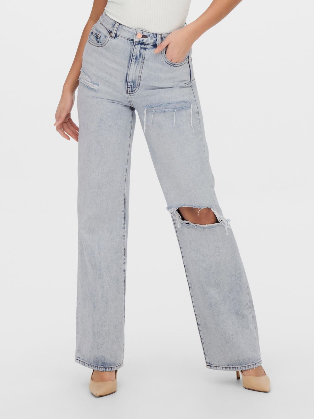  ג'ינס מתרחב עם קרעים של ONLY