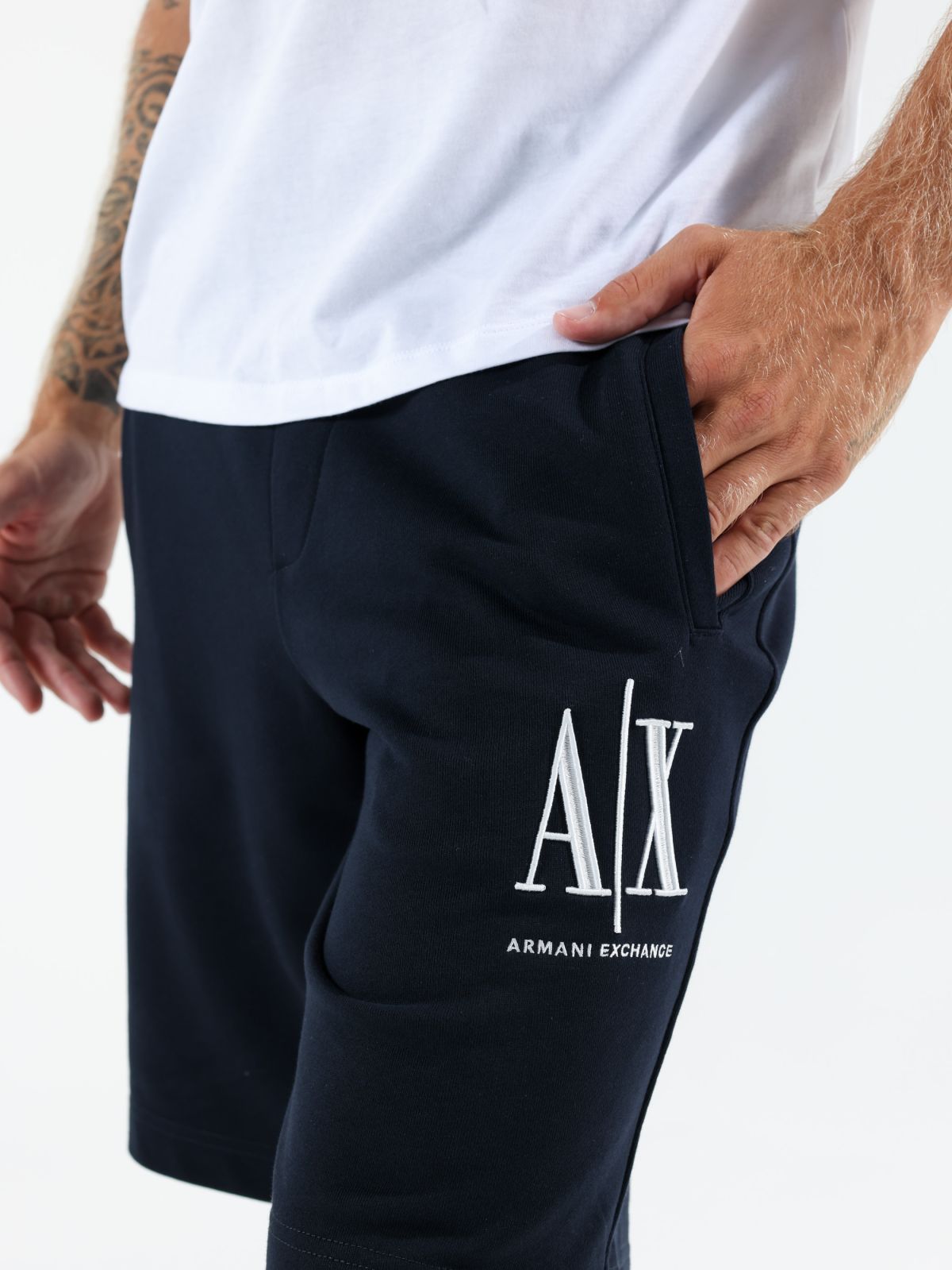  מכנסי טרנינג קצרים עם לוגו רקום של ARMANI EXCHANGE