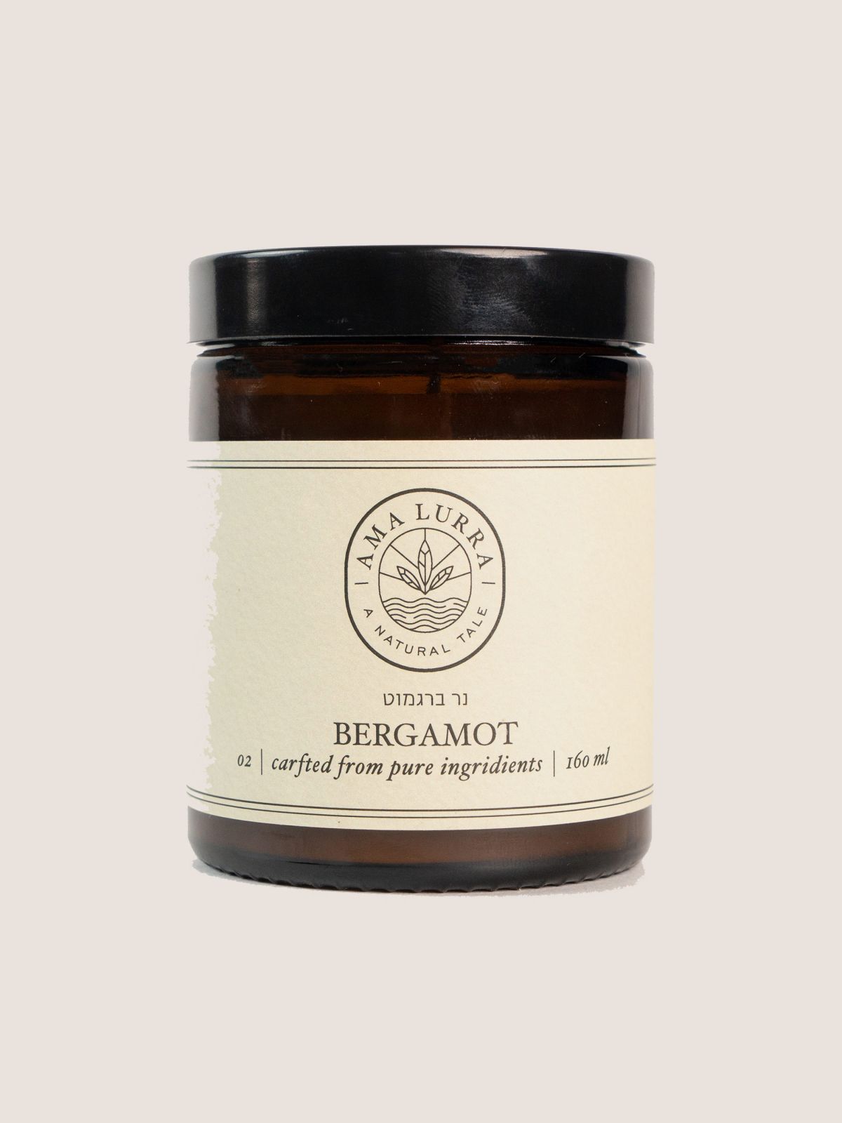  נר שמן טבעי בריח ברגמוט Natural oil candle with a bergamot scent של AMA LURRA