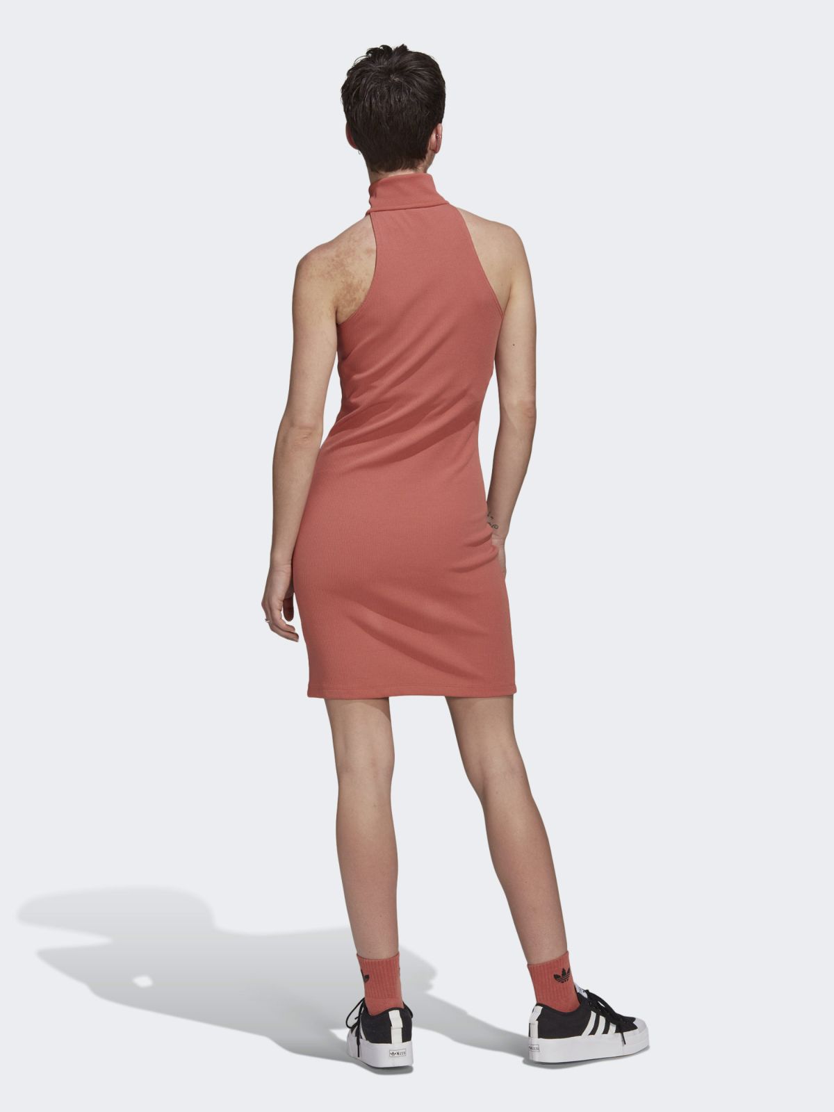  שמלת מיני ריב עם רוכסן בחזית של ADIDAS Originals