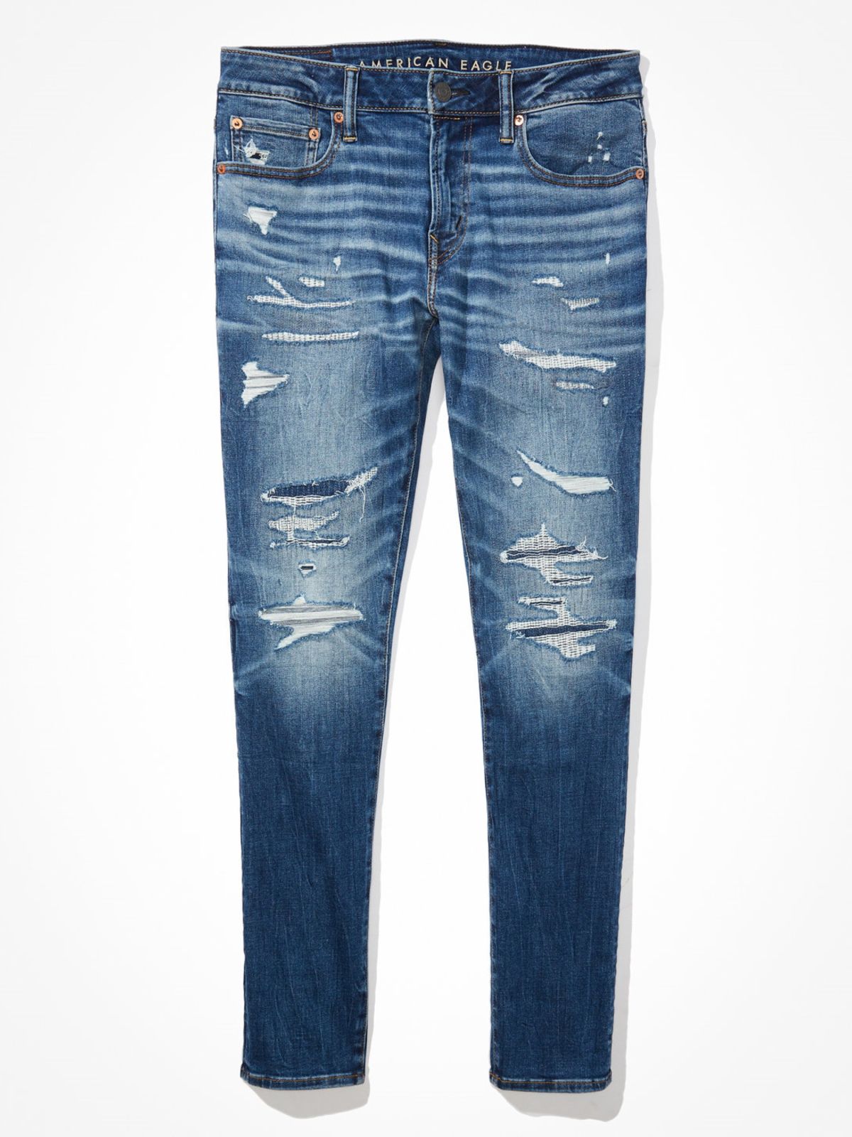  ג'ינס ארוך סקיני Medium mended של AMERICAN EAGLE