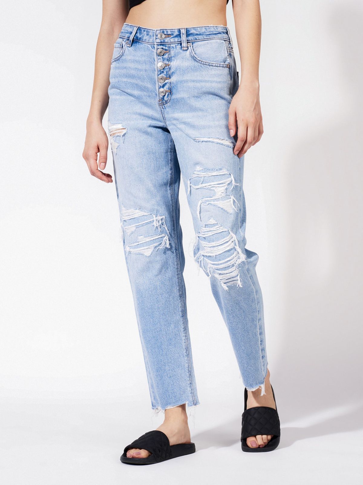 ג'ינס MOM עם קרעים של AMERICAN EAGLE