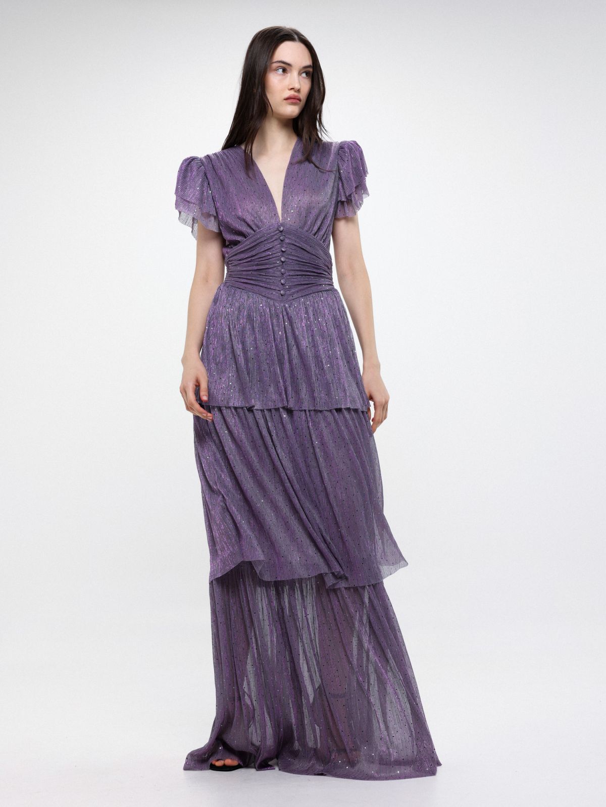  שמלת מקסי מטאלית עם מחוך בסגנון שכבות של SABINA MUSAYEV