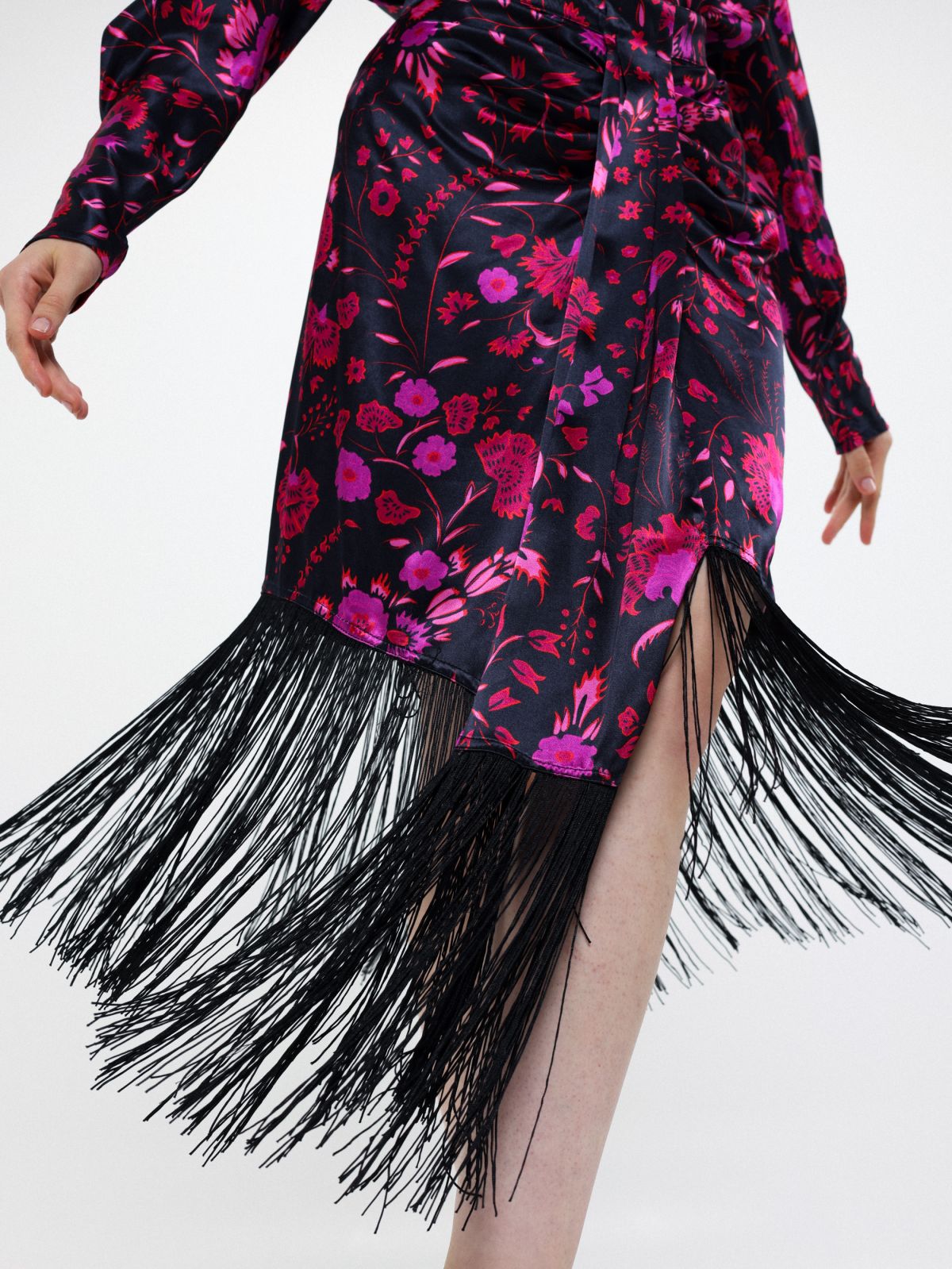  חצאית מידי בהדפס פרחוני בשילוב פרנזים של SABINA MUSAYEV