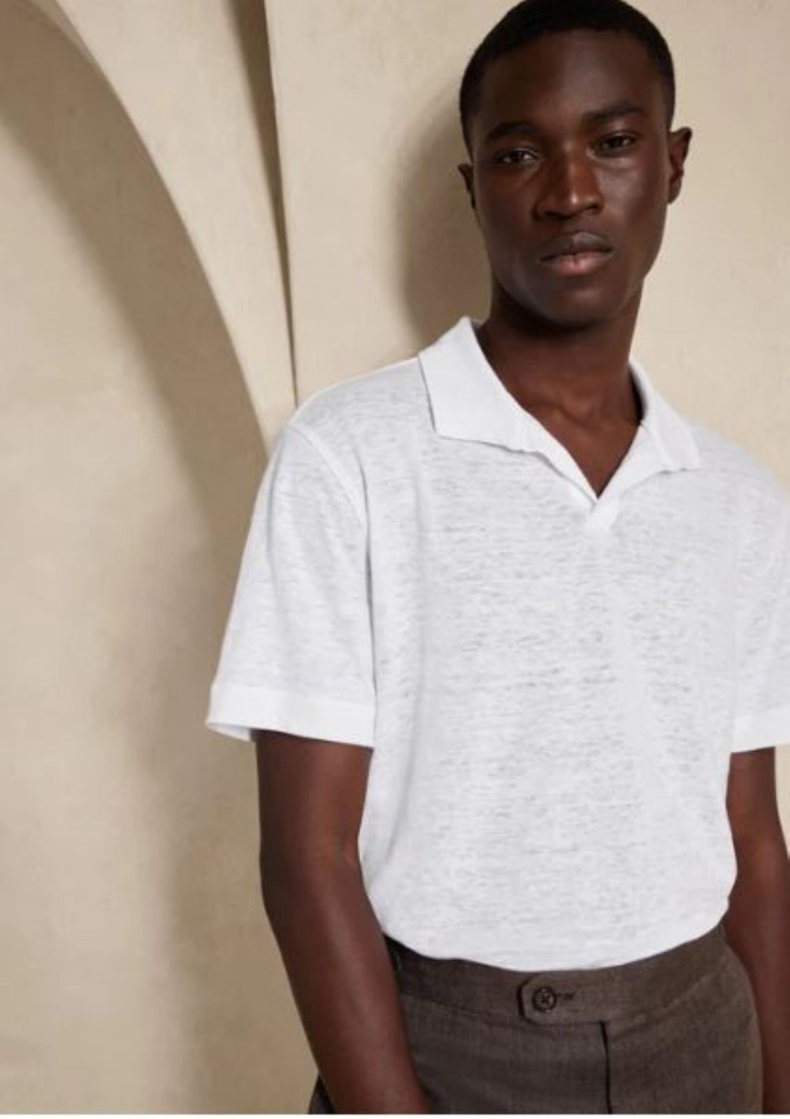  חולצת פולו פשתן של BANANA REPUBLIC
