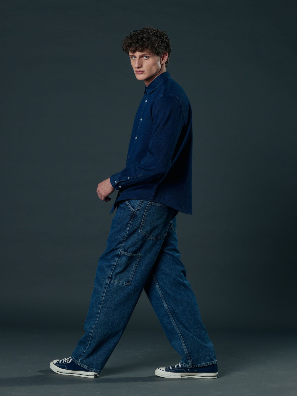  חולצה מכופתרת Slim בסגנון ג'ינס של CUT N BASE