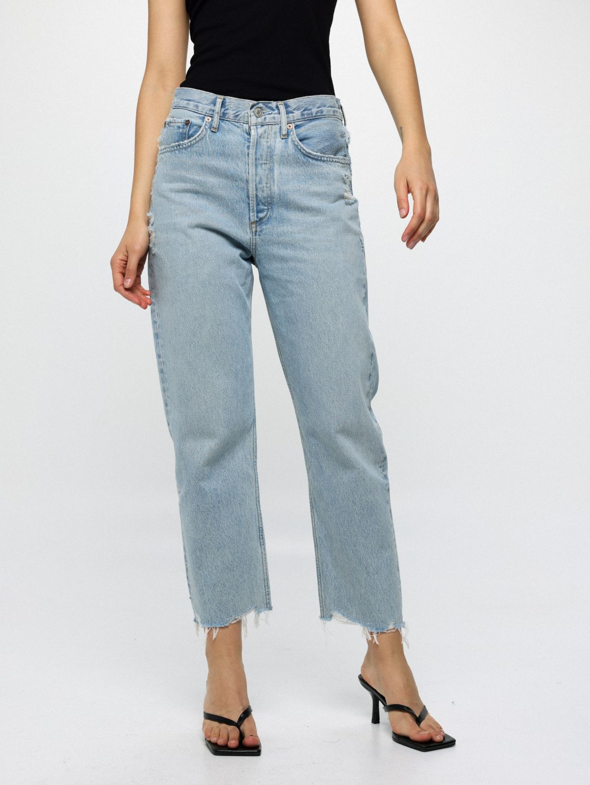  ג'ינס בגזרה רחבה וישרה עם סיומת גזורה 90's Crop In Nerve של AGOLDE