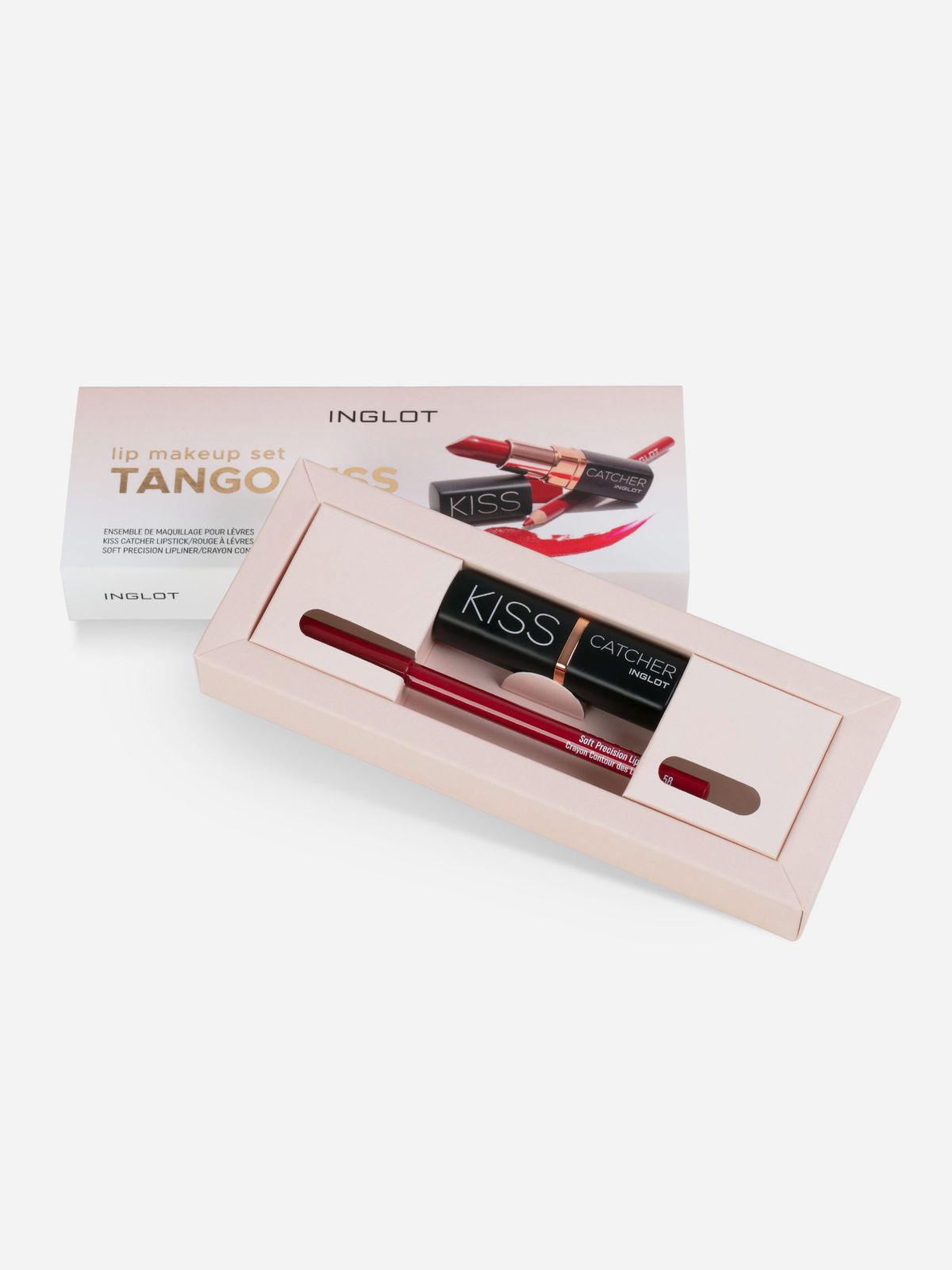  Inglot Lip Makeup Set Tango Kiss סט שפתון עשיר בלחות ועפרון שפתיים במרקם קרמי של INGLOT