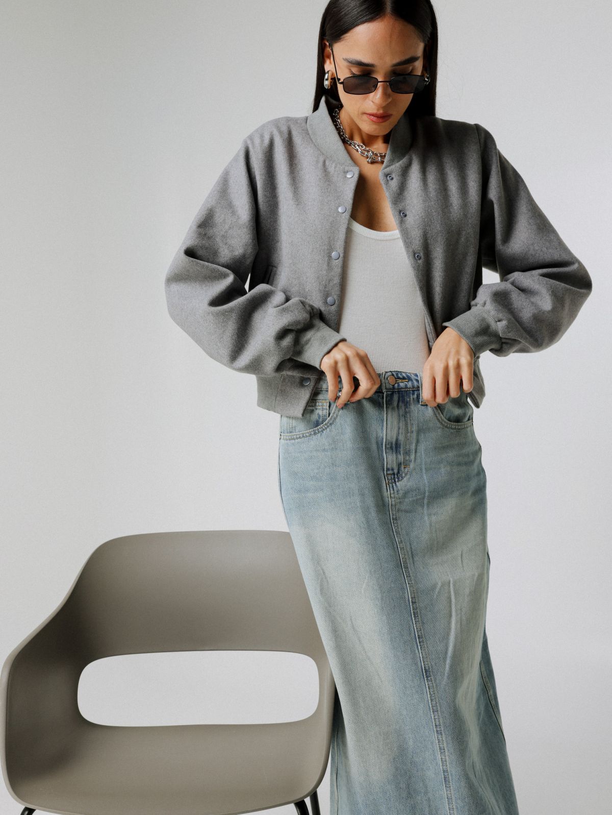  חצאית ג'ינס מקסי של TERMINAL X